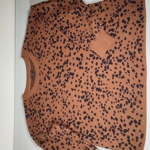 J. Jill Wearever Collection brown cheetah print cotton sweater L petite